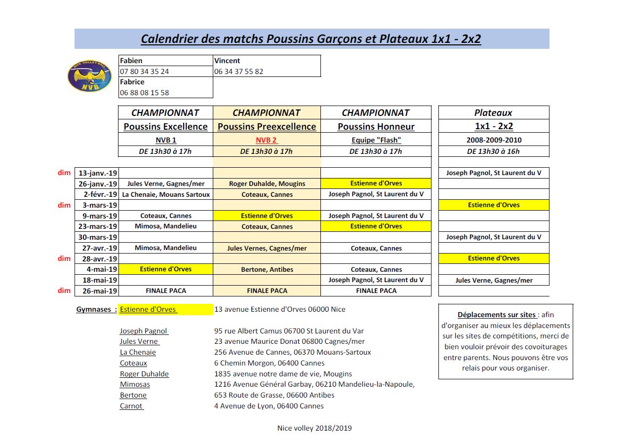 Calendrier Phase 2 M11G