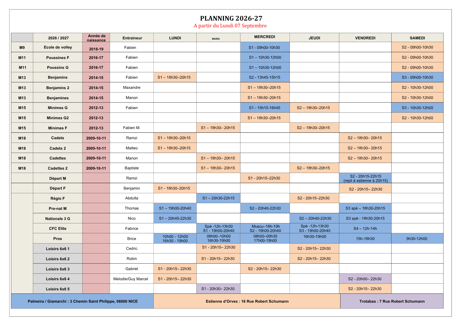 PLANNING Entrainements 2026 27 V3